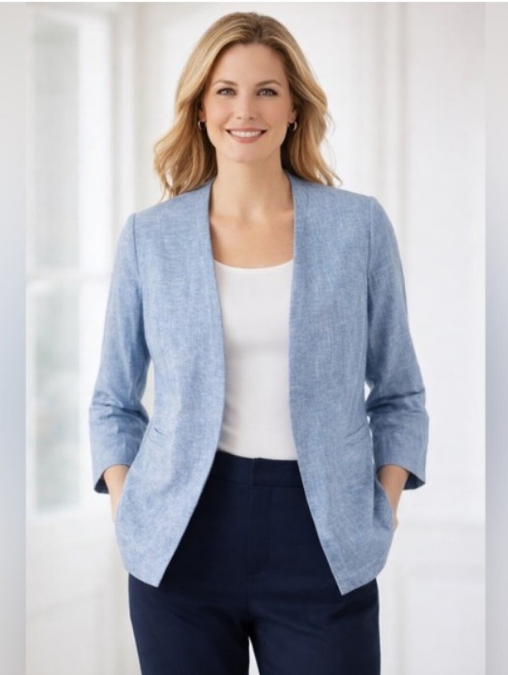 TALBOTS 100% Linen Open Blazer Jacket | 12P